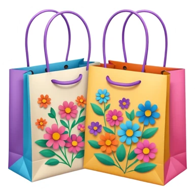 2 beautiful shopping bag with pattern sticker