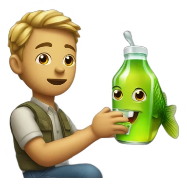 Fish drink apple juice sticker