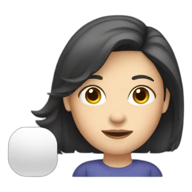 white woman dark hair presenting a slide sticker