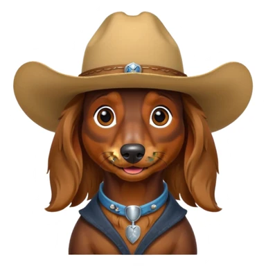 long hair daschund with a cowboy hat sticker