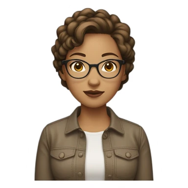 light skin girl, brown short hair, eyeglasses, different size eyes sticker