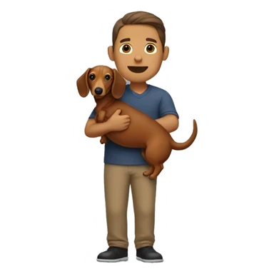 a guy with a dachshund in his arms sticker