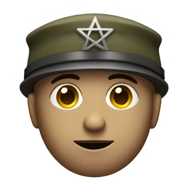 sad soldier with a jewish hat sticker