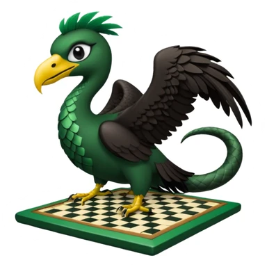 Águila negra de lado. Que se le vía un solo ojo. Con una serpiente enredada en sus patasen un gran cuadro de ajedres sticker