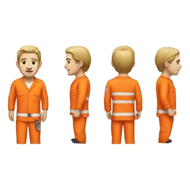 white skin American prisoner in an orange uniform. very realistic and detailed sticker