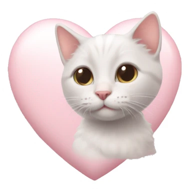 Pastel pink heart with a little kitty  sticker