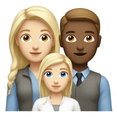 Digital team emoiji consisting of 2 women with brown hair and brown eyes, one blone blue eyes. Two men one blonde one brown hair. All white.  sticker