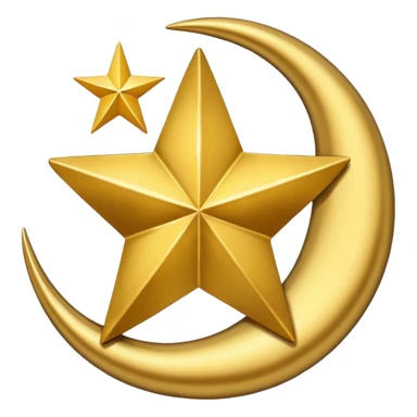 Star and Crescent emoji with black background and no face only star and crescent. sticker