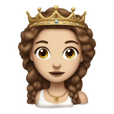 Beautiful girl with white skin, wearing a crown long brown hair and tattoos sticker