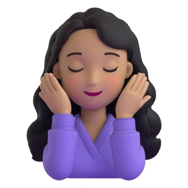 person with eyes closed smiling feeling a refreshing breeze with hair gently flowing sticker