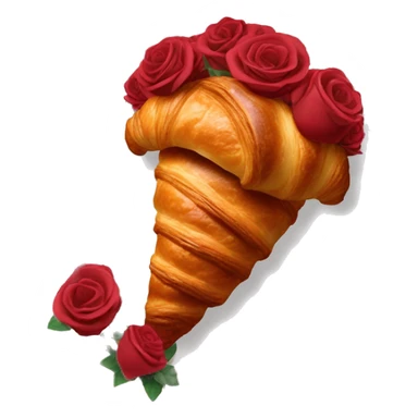 Chocolate croissant inside a bouquet of roses sticker