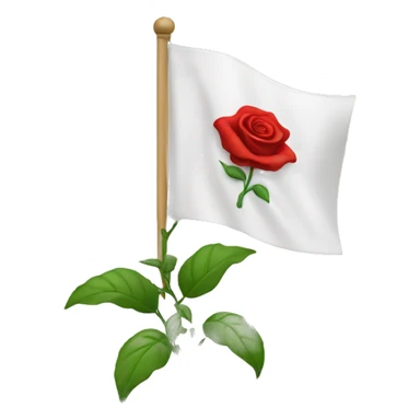 emoji white flag with red rose on the center sticker