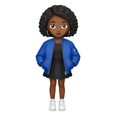 Black girls in black dress and royal blue bomber jacket￼ sticker