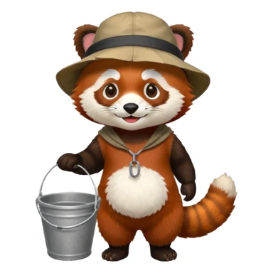 red panda wearing bucket hat, full body sticker