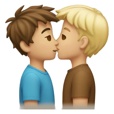 Two boys kissing, one blond and one brown haired sticker
