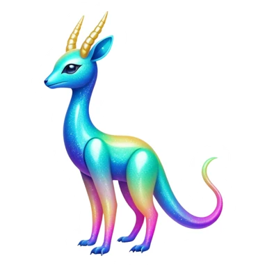 Shiny Exotic Futuristic Colorful Neon-colored Glittery Ethereal Sparkly Amaura-Aurorus-Fakémon-hybrid-creature (full body)  sticker