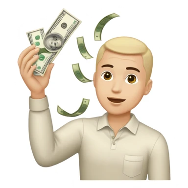 Guy throwing money sticker