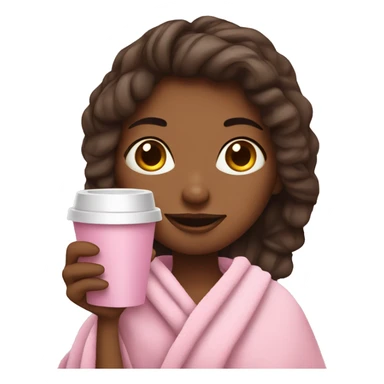 Girl in pink towel holding coffee  sticker