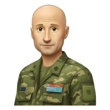 eugene prigoZhin in camouflage uniforms bald head speak mobile phone sticker