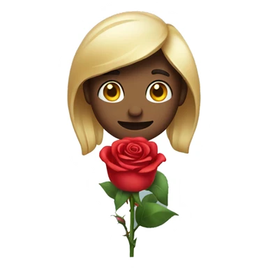 Smirking holding rose emoji sticker
