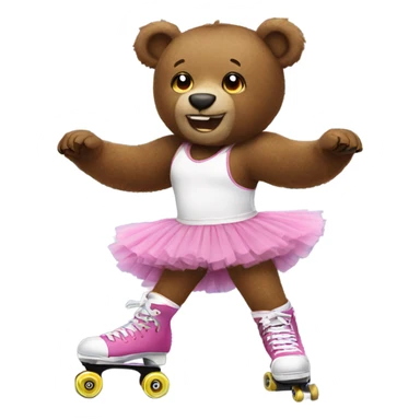 Bear on rollerskates swearing tutu sticker