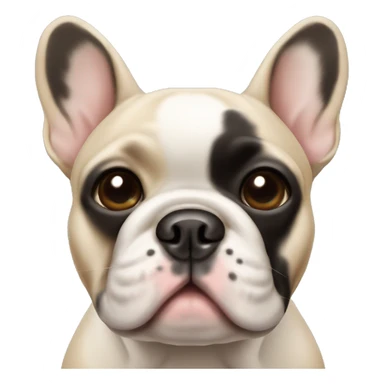 beige french bulldog with white center face and a black skin spot on the nose sticker
