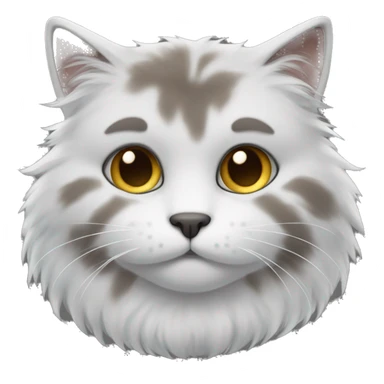 A fluffy cat with gray-white fur and brown eyes sticker