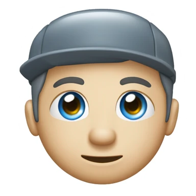 Genérame un emoji humano con facciones bonitas, color de ojos azules, casco blanco, cara larga perfilada, tapones auditivos de seguridad, lentes de seguridad transparentes sticker