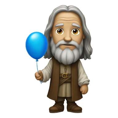 leonardo da Vinci holds a blue balloon in his hands sticker
