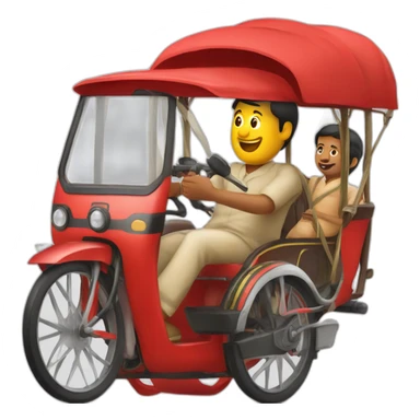 Bangladeshi rickshaw red and a driver biking it sticker