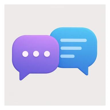 chat conversation bubbles, purple and blue, slight gradient effect sticker