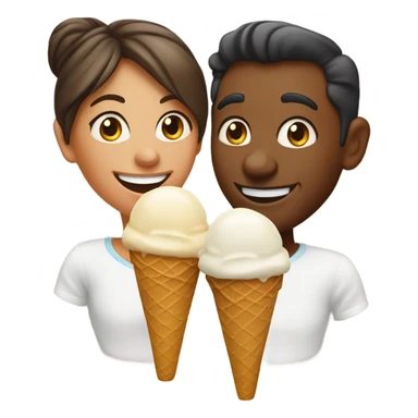 husband and wife eating ice cream sticker