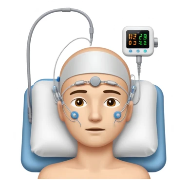 polysomnography sleep test with electrodes attached to head sticker