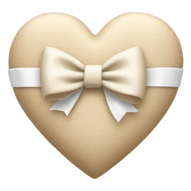 beige heart with white bow sticker