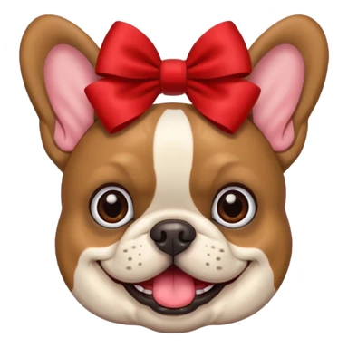Make an emoji of a French bulldog and add a bow. sticker