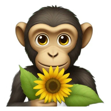 Monkey holding a sunflower sticker