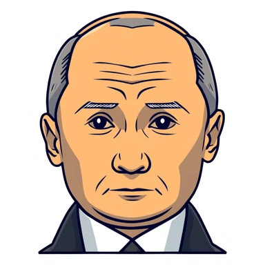 Vladimir Putin, Russian president, with serious face sticker