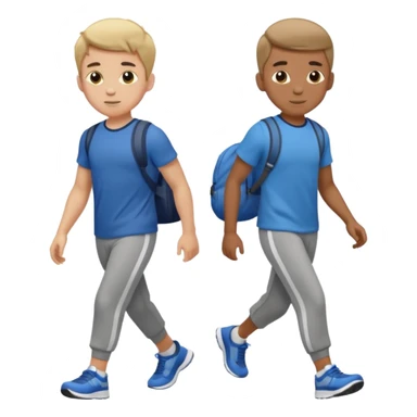 two boys walking, wearing gym clothes, full body sticker