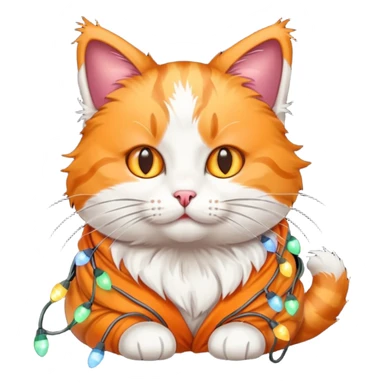 cat wrapped in christmas lights sticker