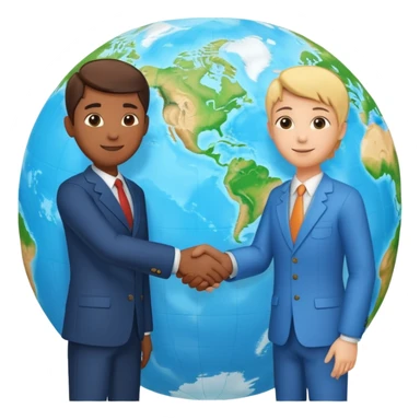Shake hands and a globe showing negotiation of climate change with accurate image showing environment not just 2 person in a pic sticker