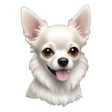 Chihuahua blanc poilu avec des taches noires  sticker