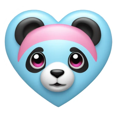 Baby blue heart with a pink panda by it sticker