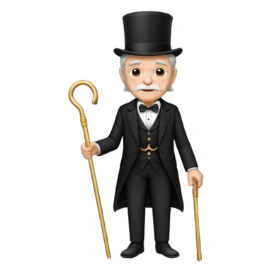 old man with gold cane and top hat sticker