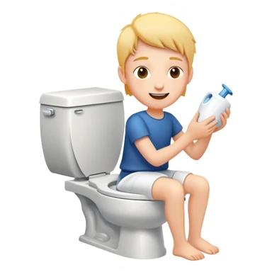 person flushing a toilet, simple and clear, cheerful expression sticker