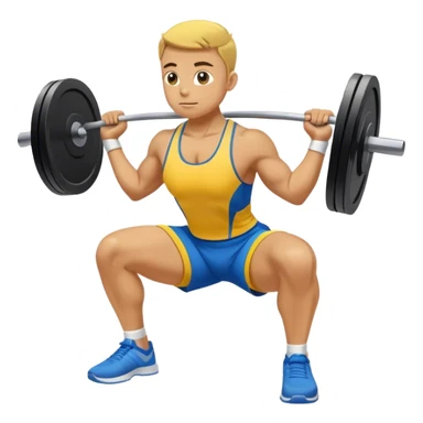yellow and blue clothes athlete weighted squats sticker