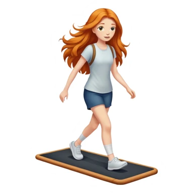 Gorgeous Ginger girl long hair walking on walking pad sticker
