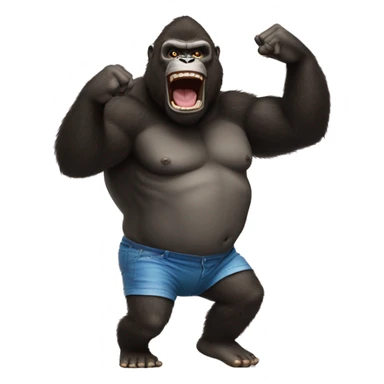 king kong dancing with shorts on and a bumbag sticker