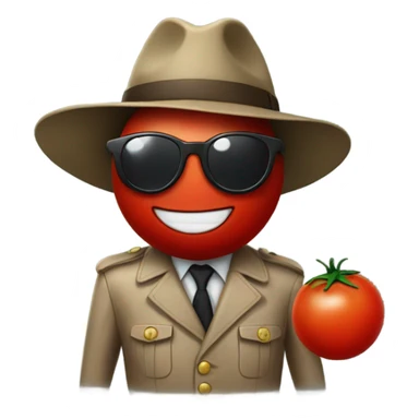 Tomato in a detective coat with sunglasses  sticker