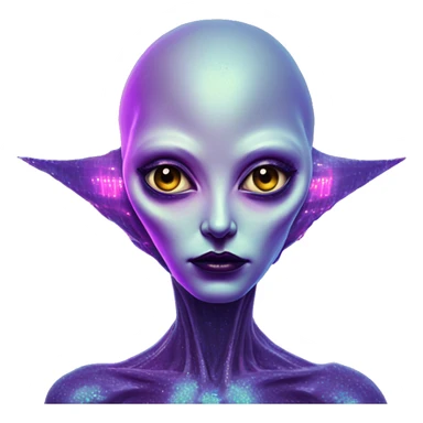 Synthwave alien in Soviet pixel style, oil paint, epic eyes, intricate lips, exquisite pose, beautiful, desirable, logical, Midsommar  sticker