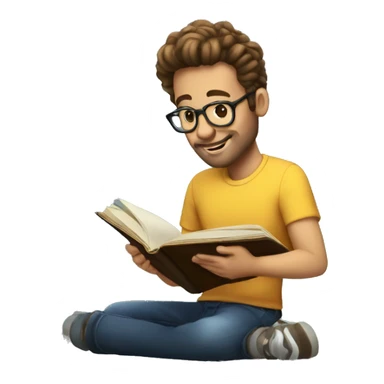 Persona leyendo un libro e imaginando lo que lee sticker